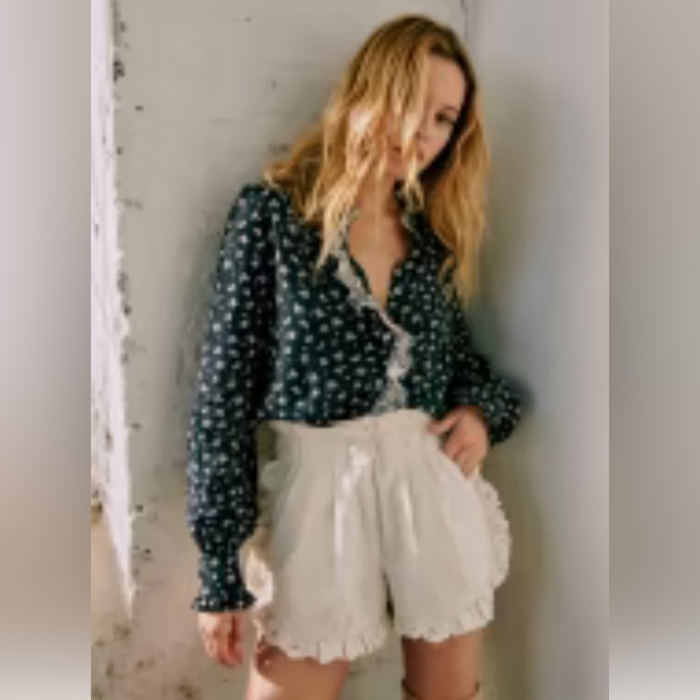 NWOT Limited - Sezane x SEA New York Chlo Blouse Navy Floral Size 0/ EU 32